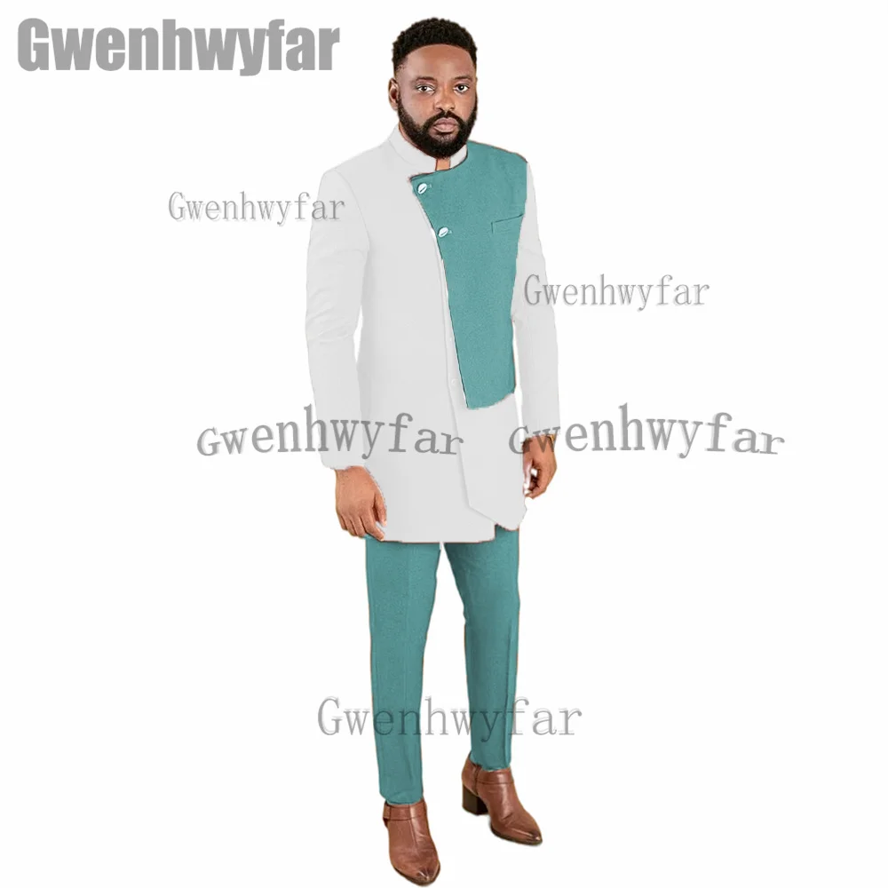 Gwenhwyfar Trendy New Style Wedding Bridegroom Mixed Color Suit Casual Tuxedo Fashion 2-piece Suit Slim Male Blazer(Jacket+Pant)