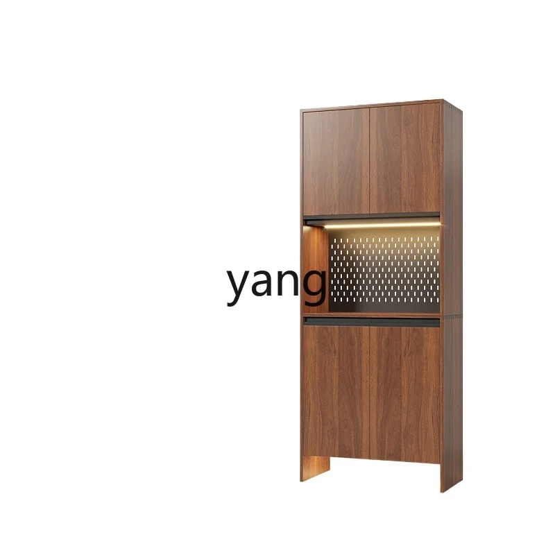 LTT solid wood shoe cabinet living room black walnut partition cabinet Chinese style entry door hall cabinet