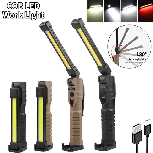 LED Emergency Floodlight COB Folding Work Lamp Strong Magnet Strong Light Type-C Rechargeable Flashlight Car Service Lamp