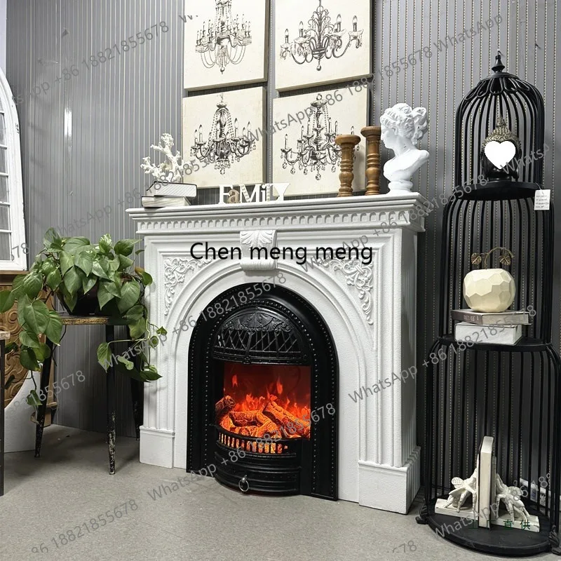 

Французский ретро-шкаф-камин с резьбой, декоративный каминный шкаф для прихожей, французский шкаф для гостиной с имитацией пламени