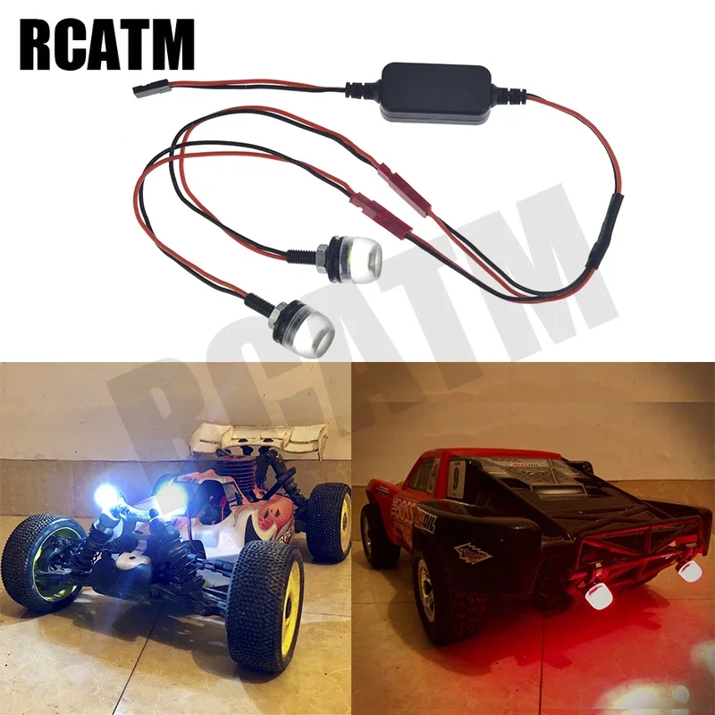 2pcs RC Car LED Headlights Spotlights For 1/10 1/8 RC Crawler Off-road TRX4 Axial Monster Truck UDR Losi Slash HOBAO