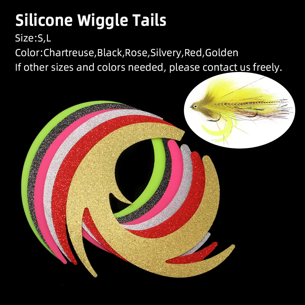 Wifreo 3pcs/6pcs Silicone Wiggle Tails Curl Teaser Tail Fly Tying Material Dragon Tails for Streamer Flies Spinnerbait Jig Lures