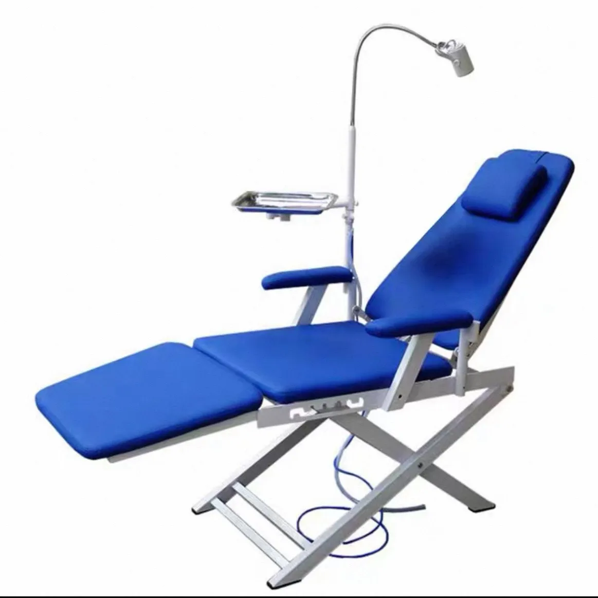 Folding Dental Chair, Portable Dentist Treatment Unit with Adjustable Headrest & Footrest, Medical Grade Steel Frame