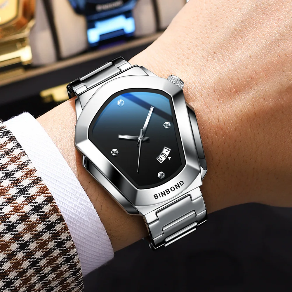 メンズ腕時計ビジネスハイエンド八角形ネジ付き防水男性ファッション時計クォーツ時計ギフト