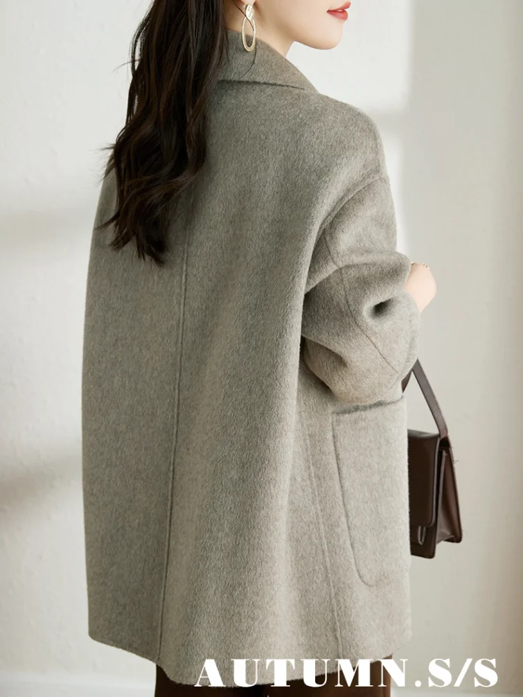 Loose Wool Coats for Women 2023 Autumn/Winter New Fashion Grey Coat Slim Temperament Single Breasted Woolen Cloth Women's Jacket