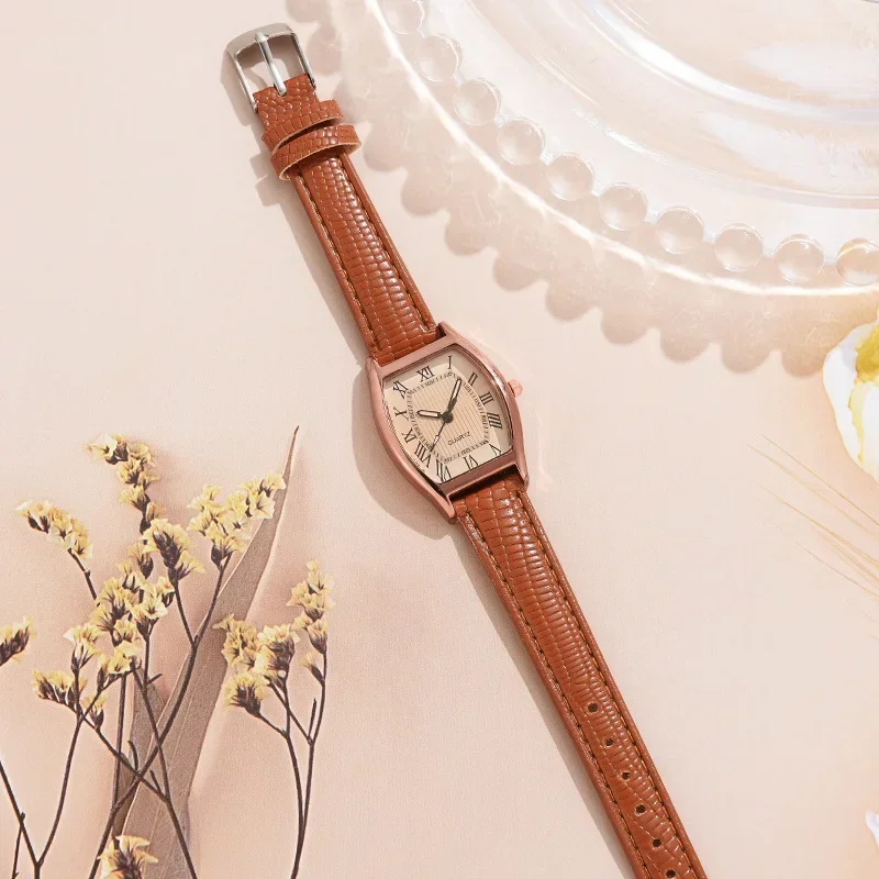 Reloj clásico para Mujer, relojes de pulsera pequeños para Mujer, Reloj de pulsera de cuero Vintage Retro marrón, relojes de pulsera de cuarzo, Reloj para Mujer
