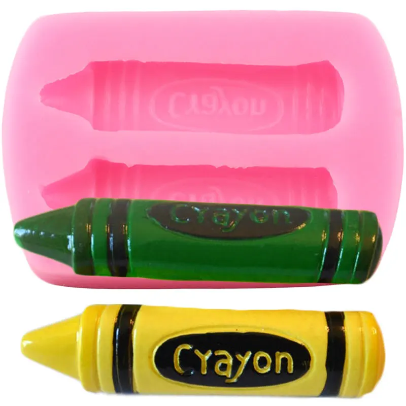 Painting Crayon Silicone Mold Baby Drawing Pencil Cupcake Topper Chocolate Fondant Mould Cake Decorating Tools Candy Clay Molds