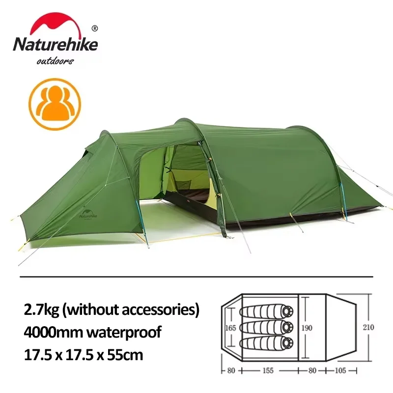 Naturehike Opalus 2 3 4 tent 2 3 4-persoons wandeltent 4-seizoent Ultralichte familiereistent 20D waterdichte kampeertent
