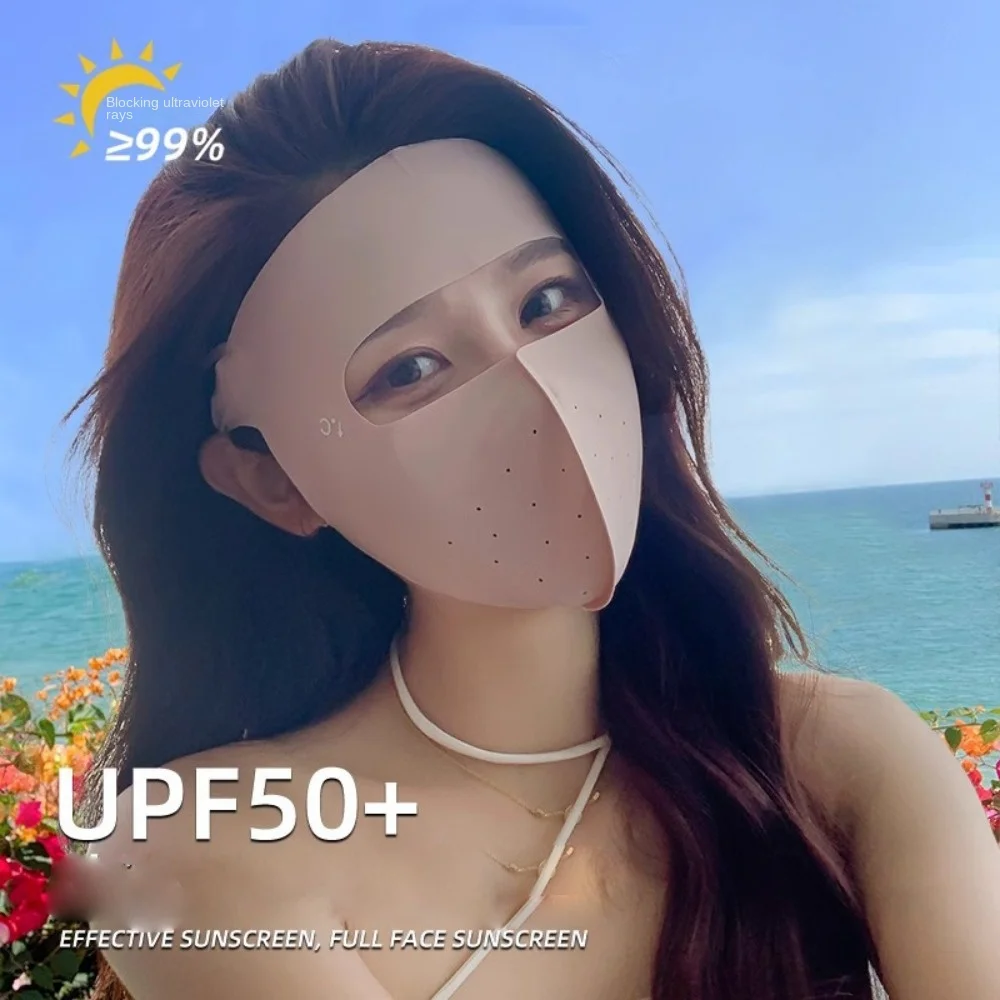 

Hot Sale Breathable Ice Silk Mask Full Face Sun Protection Traceless Sunshade Mask Facial Gini Anti-UV Anti-sun Mask Outing