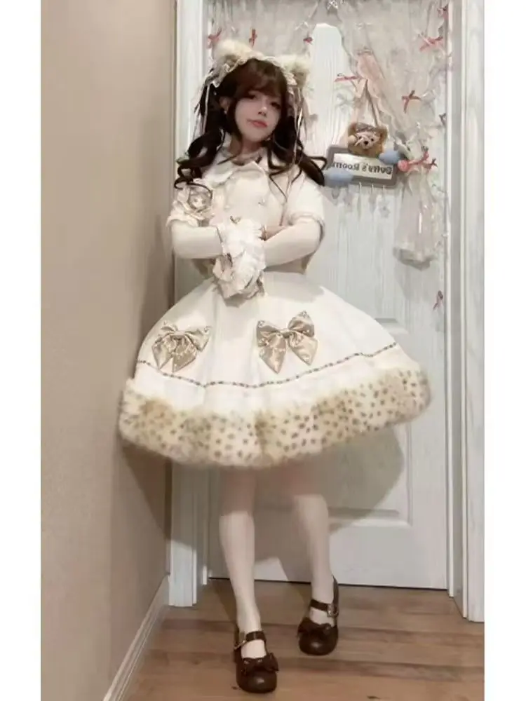 2026 جديد عيد الميلاد ورأس السنة الجديدة تاريخ رداء فتاة حلوة لوليتا تنوعا أعلى قصيرة أفخم عباءة سميكة نفخة تنورة 3 قطعة مجموعة hotsale