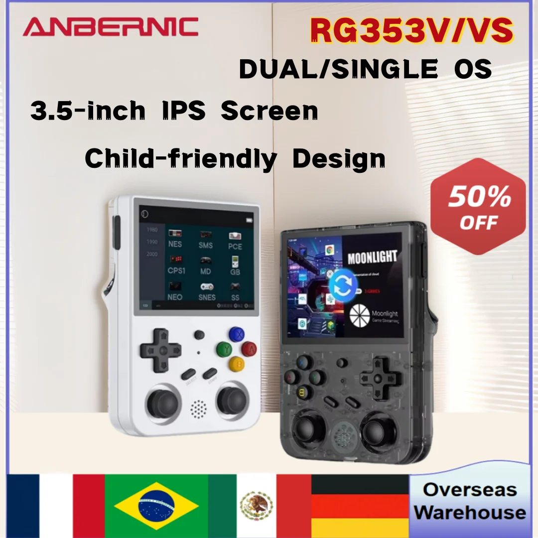 

ANBERNIC RG353V RG353VS Portable PSP 3.5 INCH Android11 Linux HD Handheld Game Console RK3566 Built-in 20 Simulator Retro Game