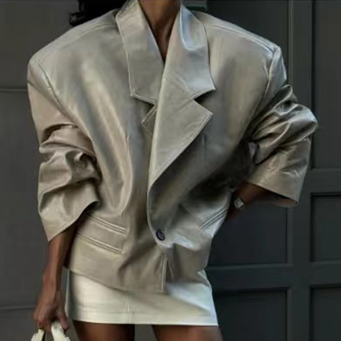 

Faionable ort, женская куртка со свободным воротником, осень 2022, новинка Sle, универсальная верхняя одежда, длинная застежка на пуговицы