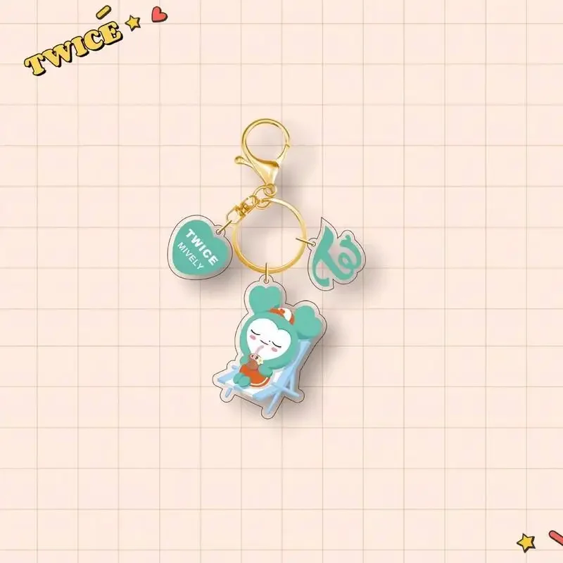 KPOP TWICE JAPAN POPUP STORE 2024 New Acrylic Keychain Cartoon Pendant 3Pcs/Set Bag Accessories Momo Sana Mina Tzuyu Fans Gift