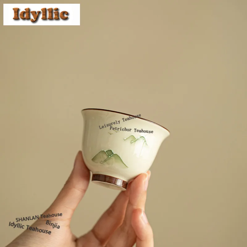 

2 шт./лот, ручная роспись, пейзажная чайная чашка, креативная чайная чаша, одиночные чашки, чайная дегустация, чашка для медитации, чашки Jianzhan Master Cups Cha 50 мл