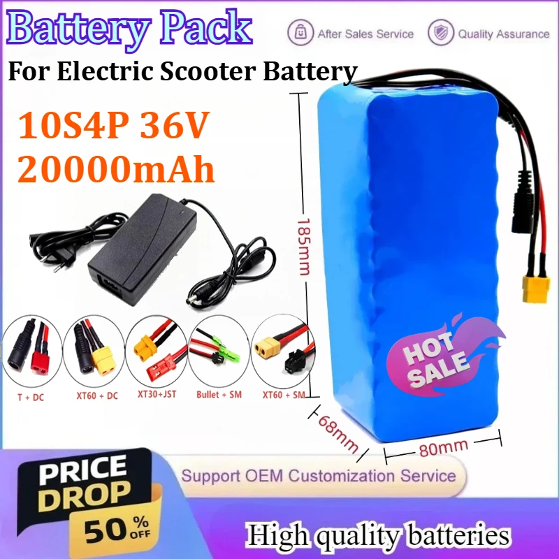 

10S4P 36V 20000mAh Electric Scooter Lithium Battery 18650 Battery Pack 36V 20Ah Electric Scooter Electric Scooter Battery 36v