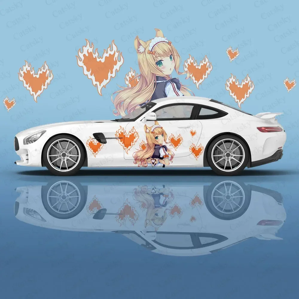 Anime Girl Maple (Neko Para) Custom Car Body Vinyl Stickers Auto Accessories Side Film Decal Body Sticker SUV Decoration Pattern