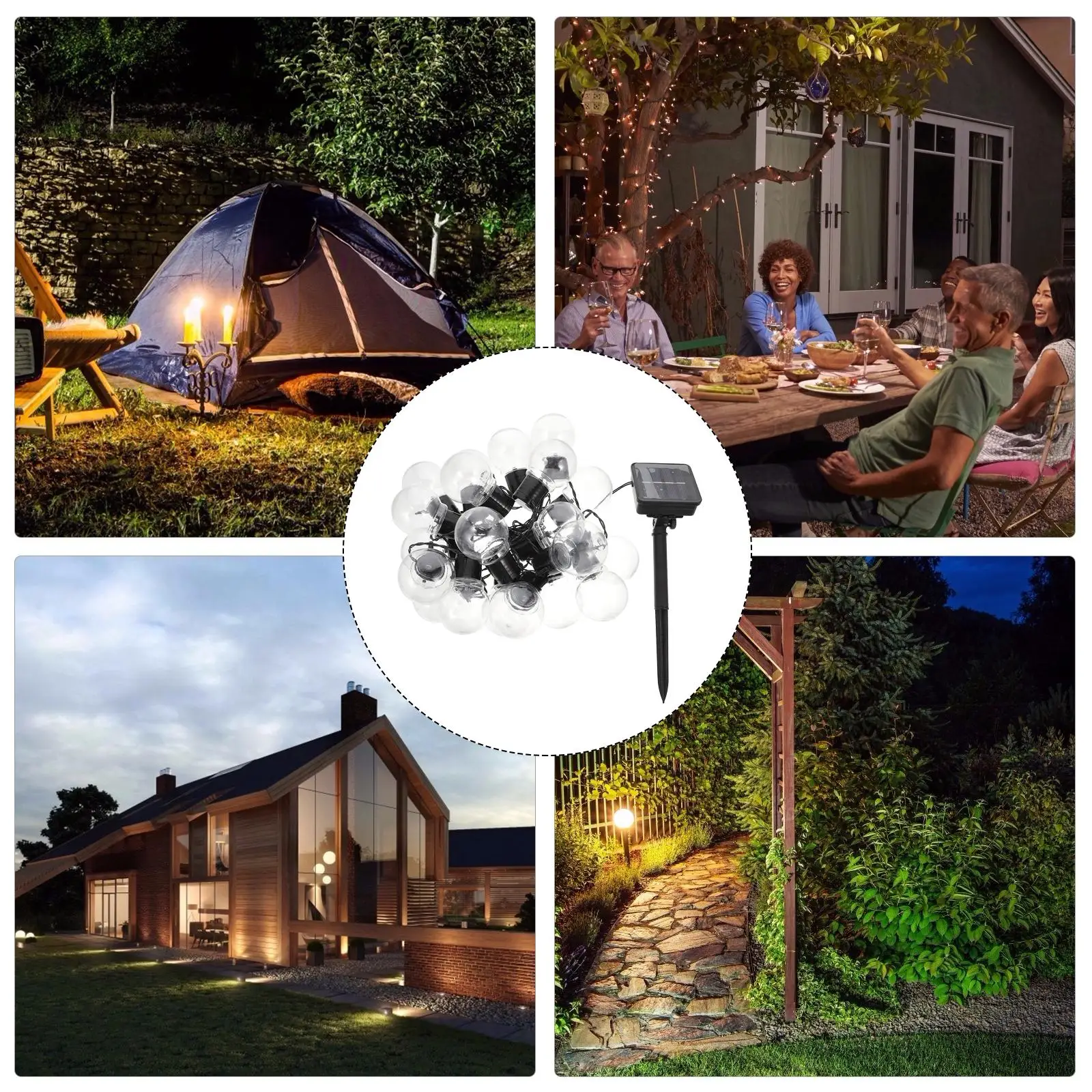 Solar String Lights Yard Decor Water Proof Outdoor Adornment Garden Lamp Abs Scene