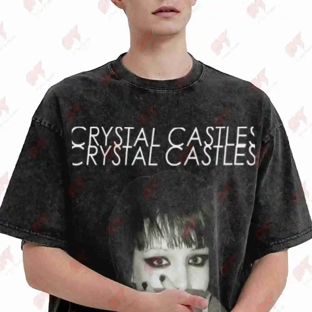 Crystal Castles Band Vintage Concert Vintage Washed Tee Pure Cotton T-Shirt