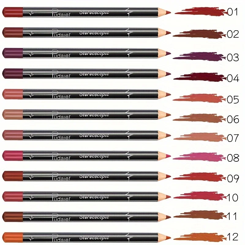 Set di matite opache da 12 colori - Matita labbra impermeabile, resistente, tazza antiaderente - Regalo di Natale - Contiene pianta Squalane