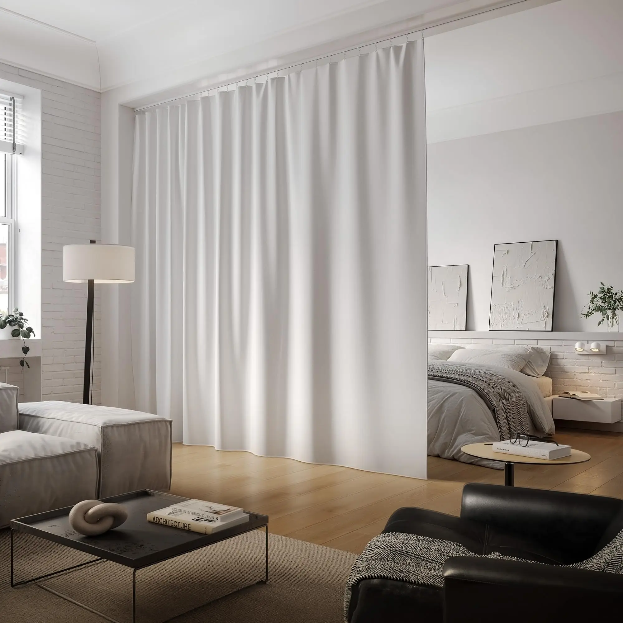 Room Divider Curtain, Cambridge, Alpine White, 66x96 in