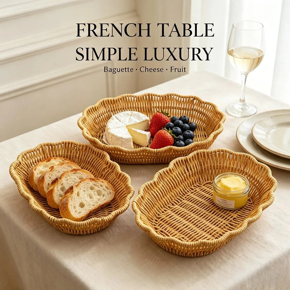 Handmade Imitation Rattan Woven Tray Heart Shape Storage Basket for Kitchen Bathroom Soap Towel Cosmetic Organizer Home Decor view 4
