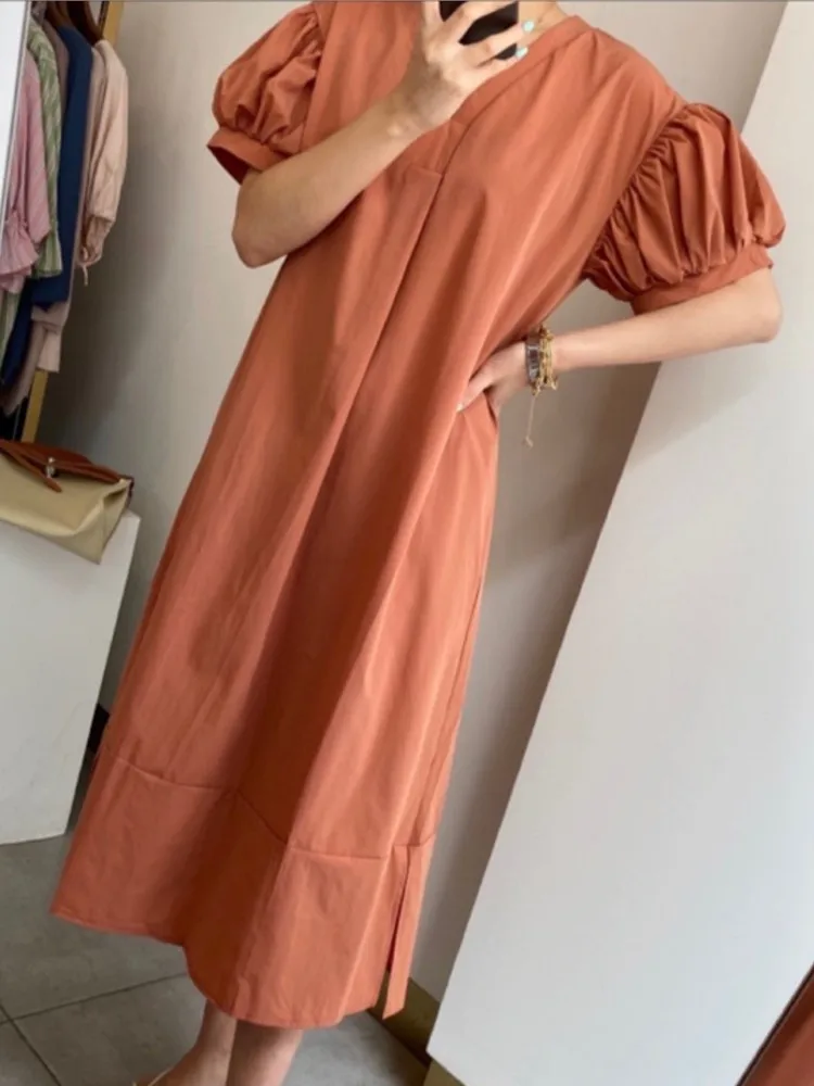 여름 퍼프 슬리브 여성 셔츠 드레스 패션 v 넥 미디 Sundress 빈티지 가운 휴일 보헤미안 드레스 Vestidos
