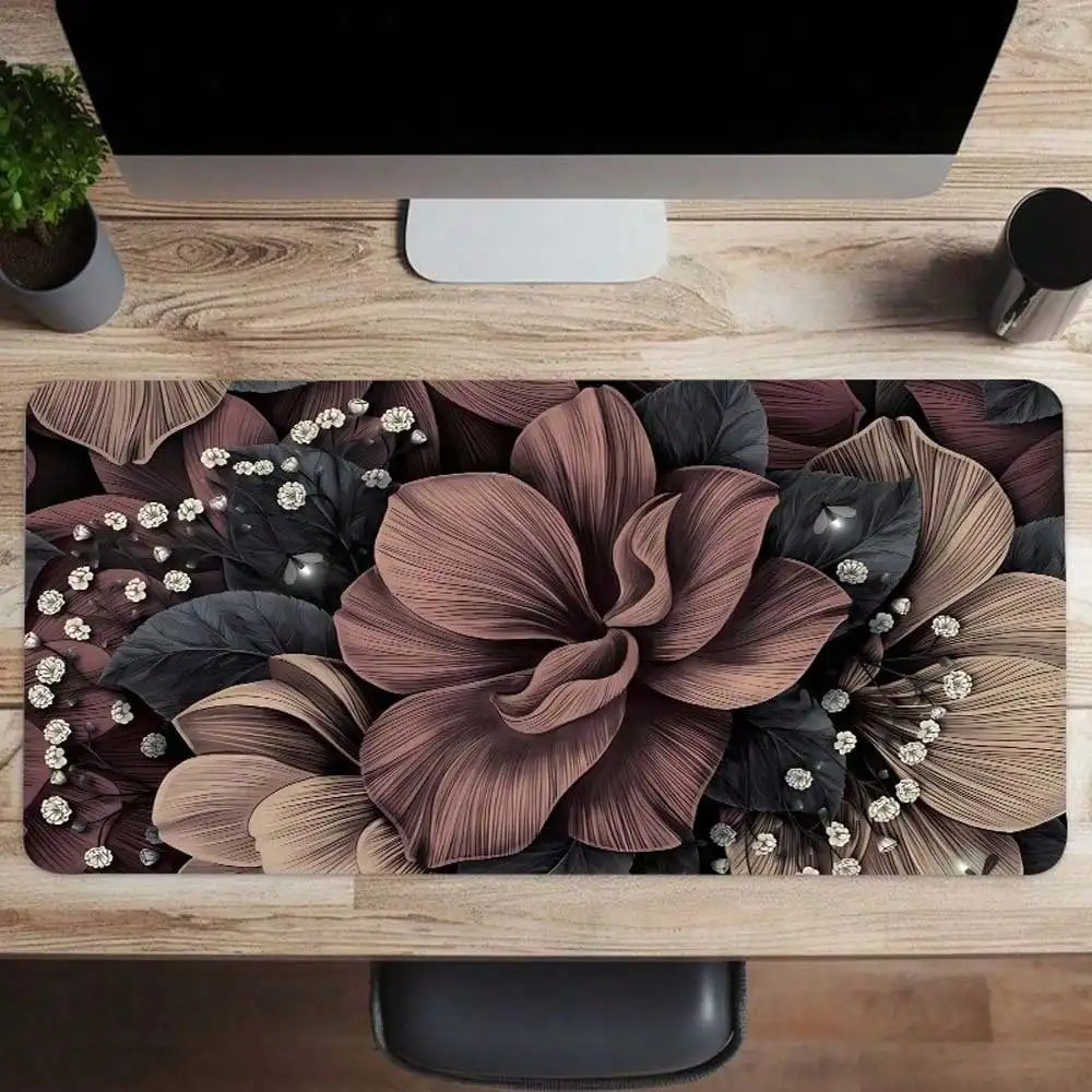 Elegant Floral Pattern Desk Mat Large Non-Slip E-Sport & Office Mouse Pad With Stitched Edges Perfect For Professionals Gift For Girls Daughters Women Back To