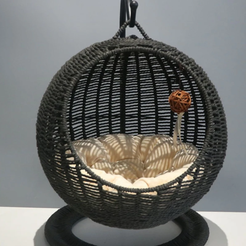 

Rattan cat nest hanging basket semi-closed in summer, universal in all seasons, removable and washable pet supplies, cat