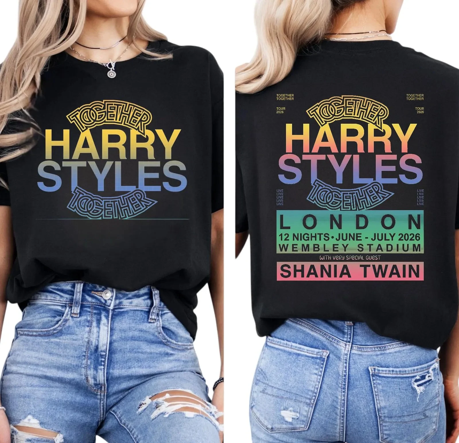 Camiseta del estadio Wembley de la gira Together 2026 de Harry Styles, ropa de algodón de verano para hombres y mujeres, camiseta de manga corta a la moda de gran tamaño
