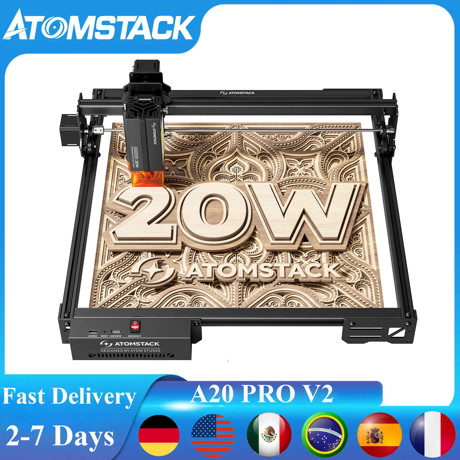 Atomstack A20 Pro V2 20W Laser Cutter 410x380mm