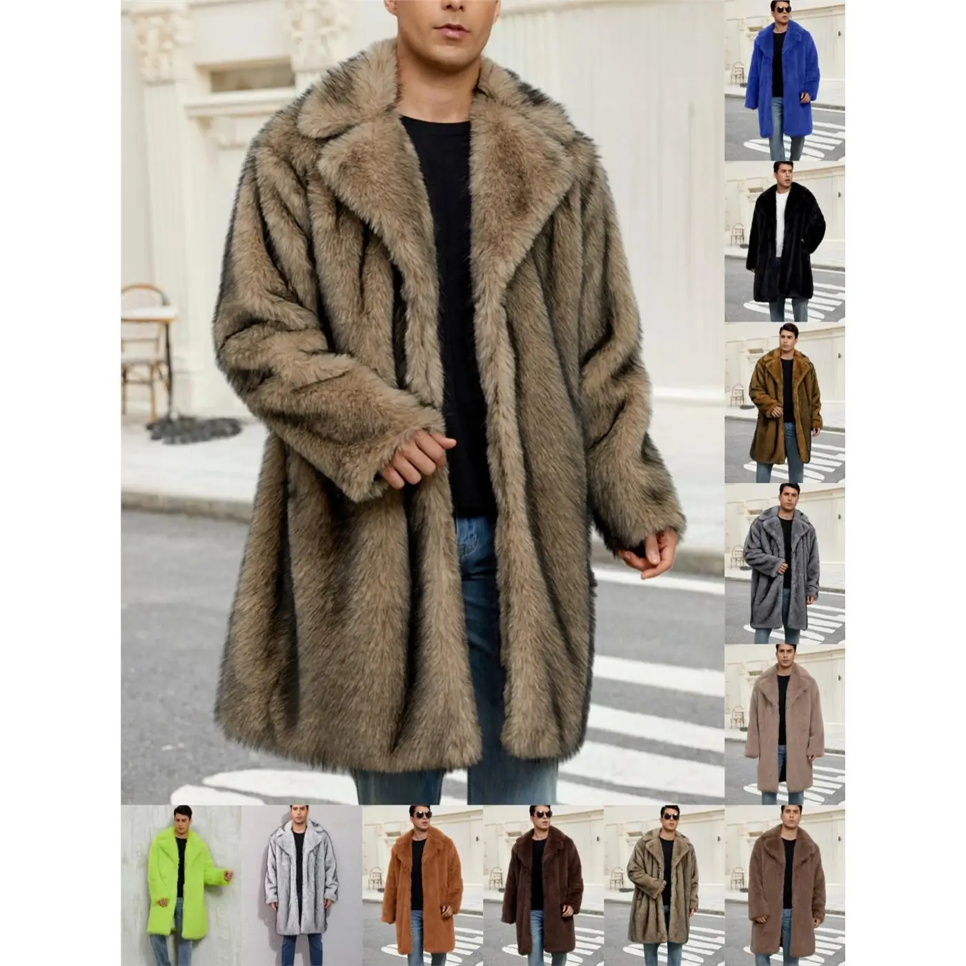 Men's Long Casual Warm Faux Fur Coat 2026 New Style Leather Simulation  Fur Outerwear Comfortable Winter Jacket