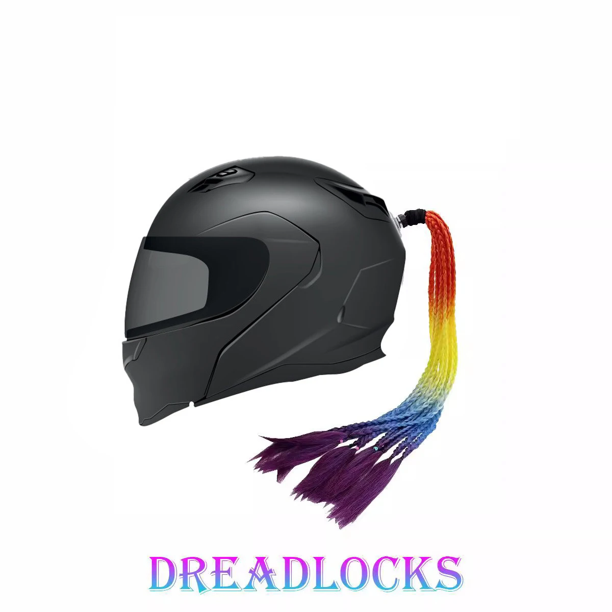 خوذة دراجة نارية اكسسوارات الديكور اللون التدرج القذرة جديلة خوذة شعر مستعار انفصال مصاصة الملاكمة جديلة ذيل حصان شعر مستعار