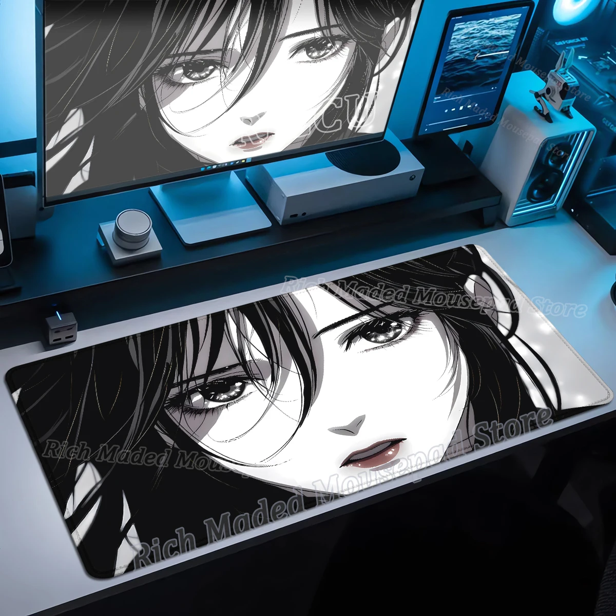 Gaming Black XXL Mouse Pad 900x400mm Kawaii Anime Girl Mousepad Gamer Large Non-Slip Computer Keyboard Mouse Mat Cute Desk Mat