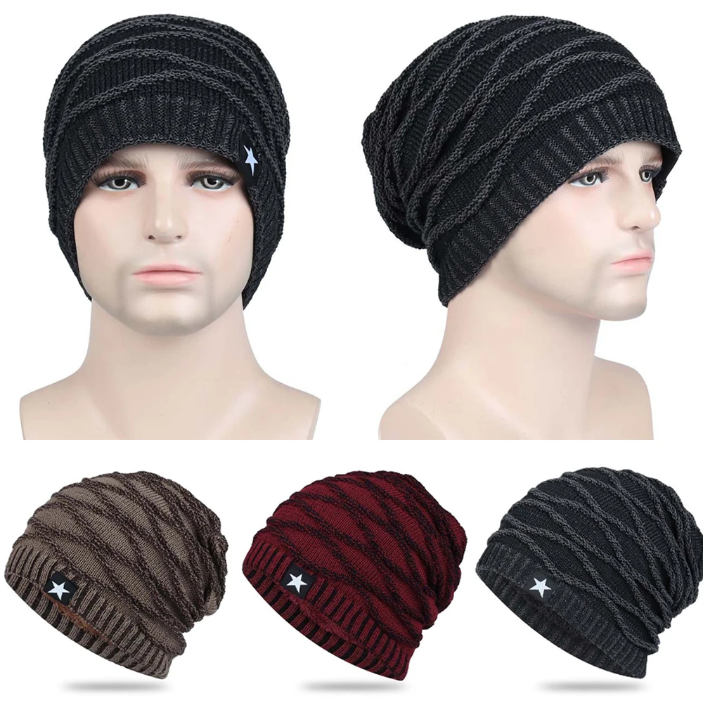 

Knitted Hats Beanies Men Winter Hat Women Knitted Hats For Men Cap Winter Beanie Caps Gorro Thick Warm Brimless Fur Bonnet Mens