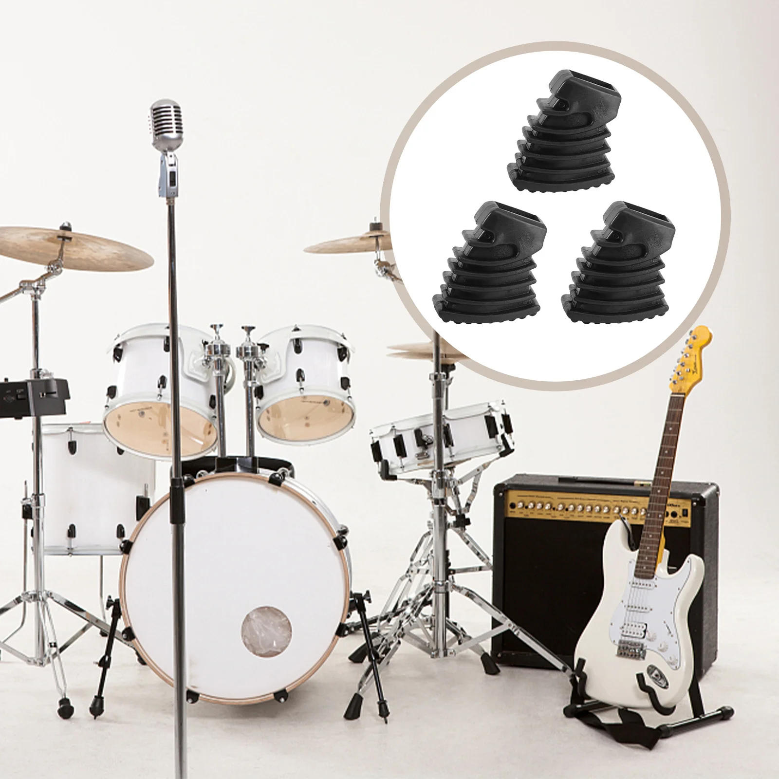 

3Pcs Drum Rack Feet Rubber Non Slip Stability Enhancement for Percussion Stands Ideal Drummer Accessory Black Drum Rubber Feet