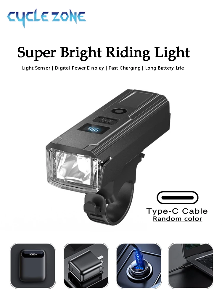 AliExpress cycle zone Smart Sensor Bike Headlight High Brightness Front Light Type-C Charging Handlebar Bicycle Light for MTB Road Cycling Accessories