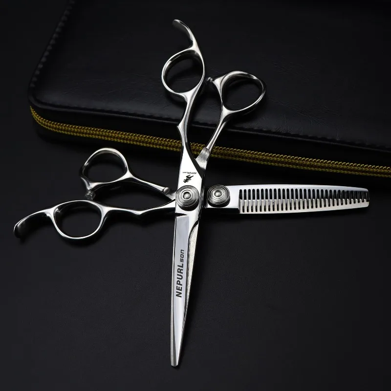 NEPURLson 6.0inch special-shaped cutting head hair scissors made of JP440C adjustable high screws sharp comfortable