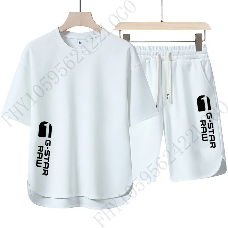

2026 new men's summer casual round neck T-shirt shorts two-piece set fashionable printed breathable short sleeved set