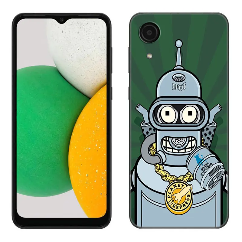 Cartoon Futurama Bender Black Silicone Phone Case For Samsung Galaxy A01 A03 Core A04 E A02 A05 A10 A20 A21 A30 A50 S A6 A8 + A7