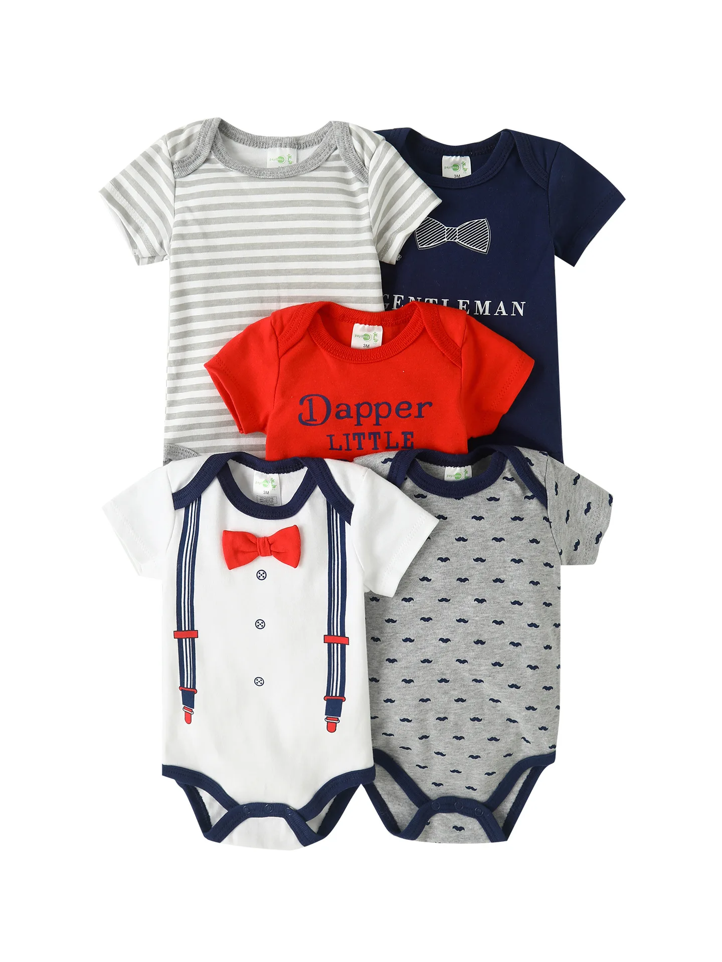 5 Pack Soft Cotton Boy Girl Baby Bodysuit Short Sleeve One-Pieces Newborn Onesie Clothing Set