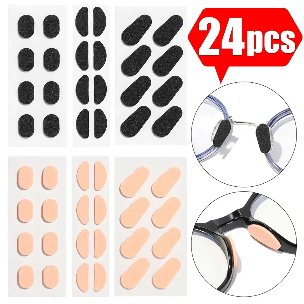 24pcs Soft Anti-slip Glasses Nose Pads EVA Foam Adhesive Sweat absorb Sponge Nose Pads Eyeglasses Stickers Eyewear Accessories