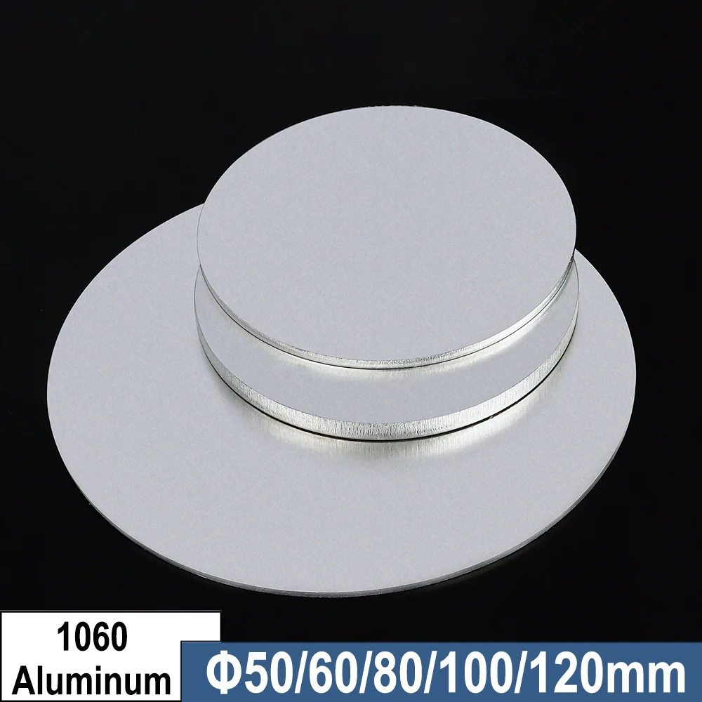 

50/60/80/100/120mm Aluminum Round Disc 0.5mm~10mm Thick 1060 Pure Aluminum Sheet for DIY Craft Metal Crafting