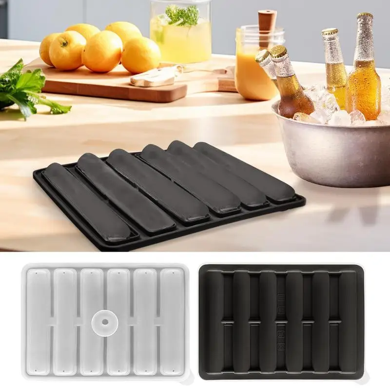 Silicone Ice Cube Tray Cylindrical Ice Cube Mold With Lid Food-Grade Silicone Cylindrical Ice Cube Maker Tray 5 Cavity Ice Molds