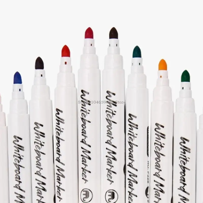 12 لونًا من أقلام السبورة الملونة القابلة لإعادة الملء، سريعة الجفاف للزجاج والمعدن والأكريليك واللوازم المكتبية المدرسية #3