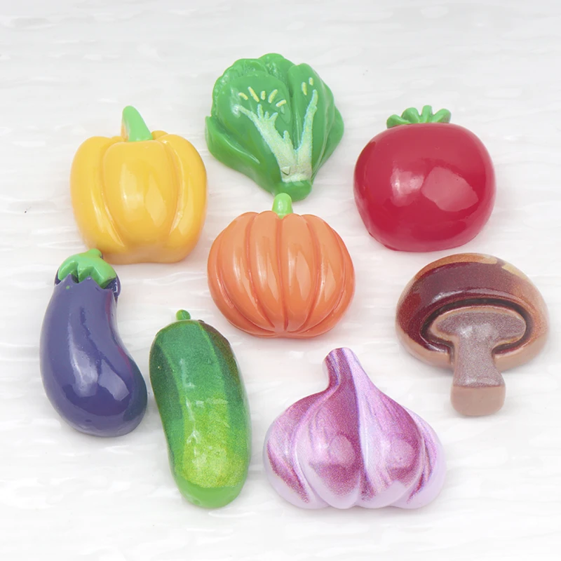 10/100Pcs Mixed Vegetables Resin Accessories Simulation Miniature Craft Charms Handmade DIY Eggplant Cabbage Mushroom Cucumber