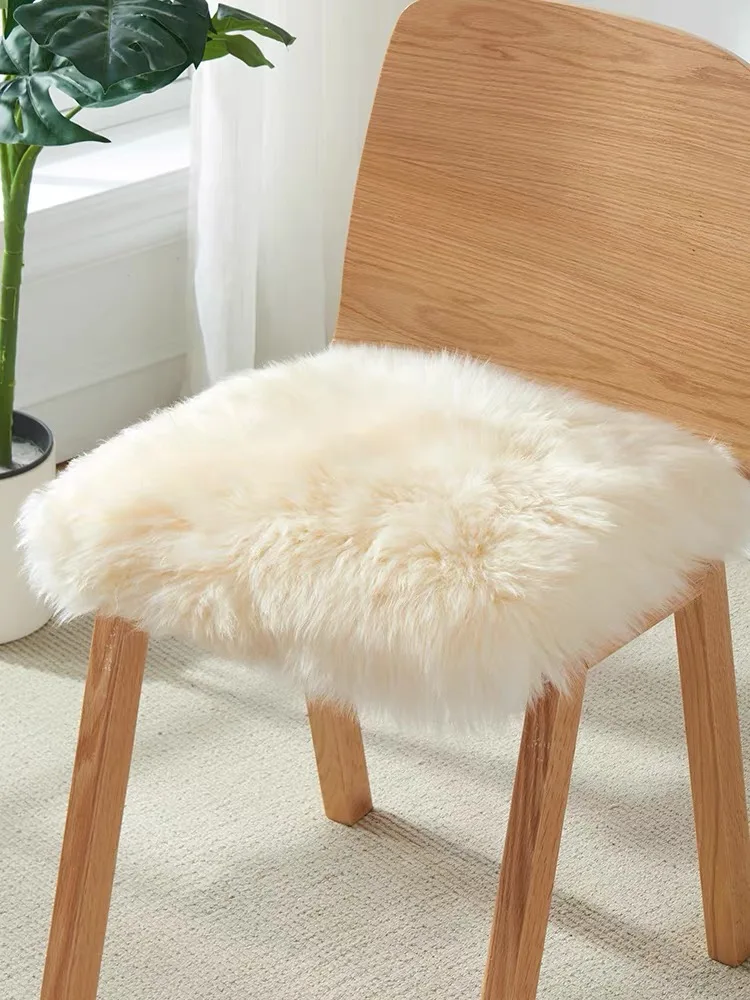 100% Real Wool Cushion Lamb 45x45cm Sheepskin For Seat Chair Living Room Decor Warming Your Home 2022 Winter