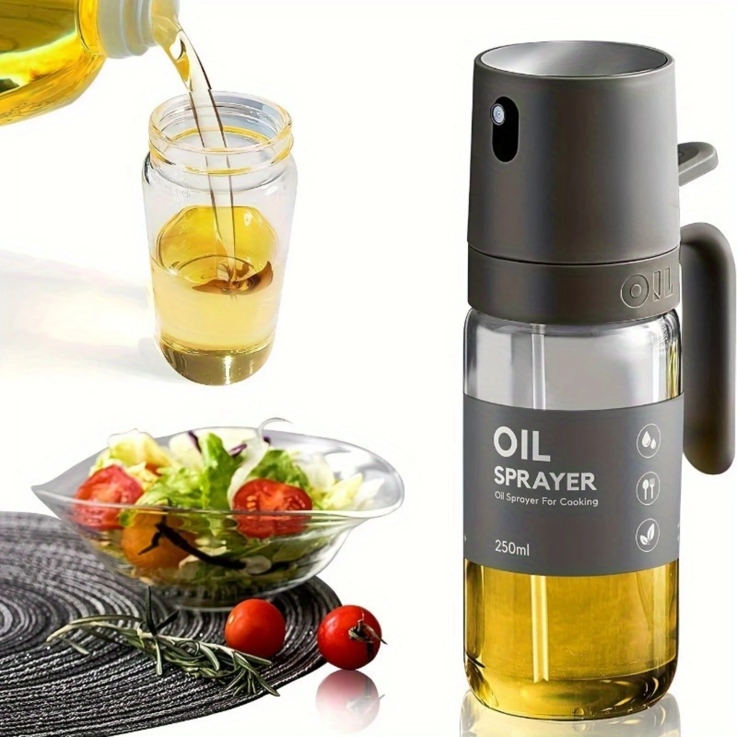 

BPA-Free Plastic Oil Sprayer, 8.45oz Hand Olive Oil Mister for Cooking, Air Fryer-Friendly, Salad Dressing & BBQ Spray Bottle,