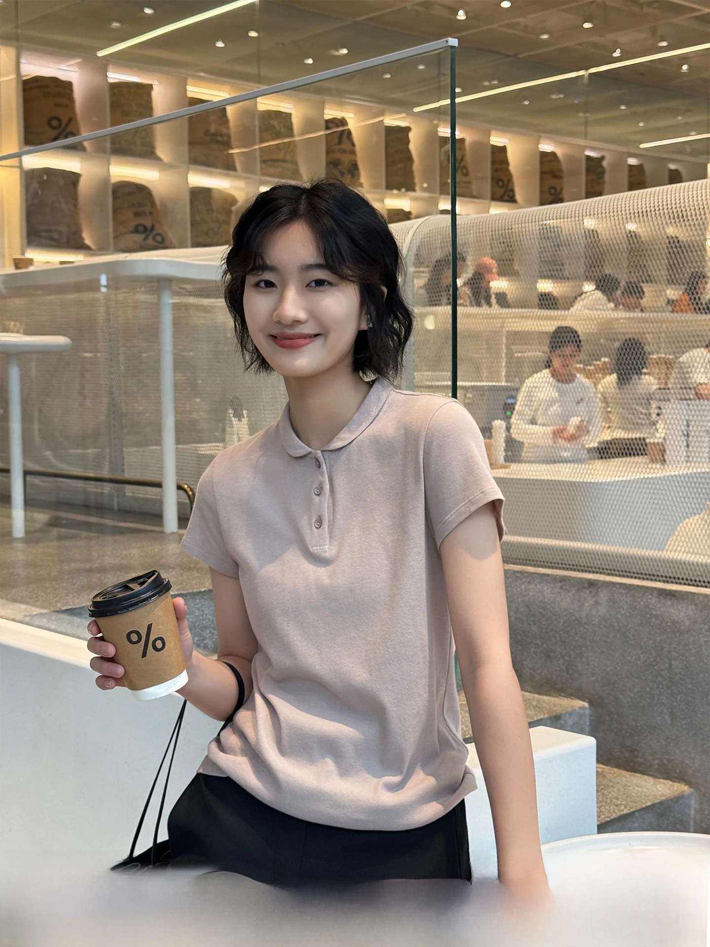 

Comfortable Classic Neck Short Sleeve T-Shirt Women's Casual Fashionable Two-tone Summer New Style Zhou Xiaoya