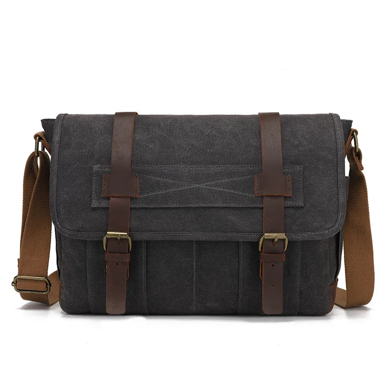 Canvas straddle men's photo bag over wax vintage style one shoulder messenger bag