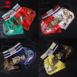 Pantalones cortos de Muay Thai para hombres, mujeres y niños, ropa de entrenamiento de artes marciales, Kickboxing, lucha bordada, boxeo tailandés, gimnasio, MMA